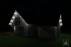 Wizualizacja do projektu oświetlenia elewacji budynku jednorodzinnego.